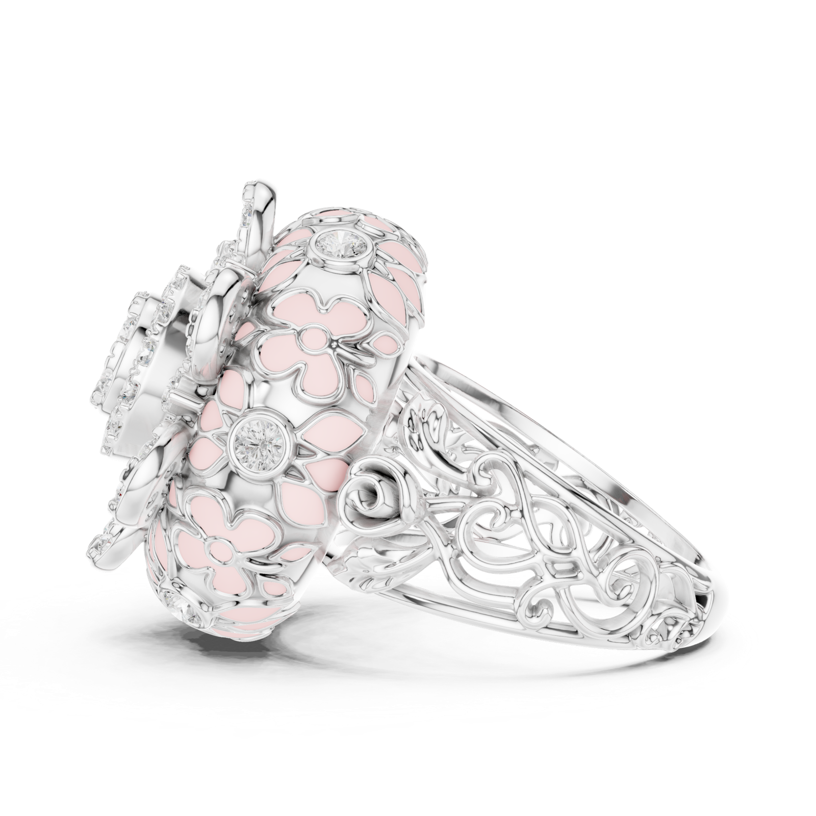 Gold Ring DDLR-767, White Gold, view 3