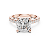 Gold Ring, Cushion center stone, Rose Gold, view 4