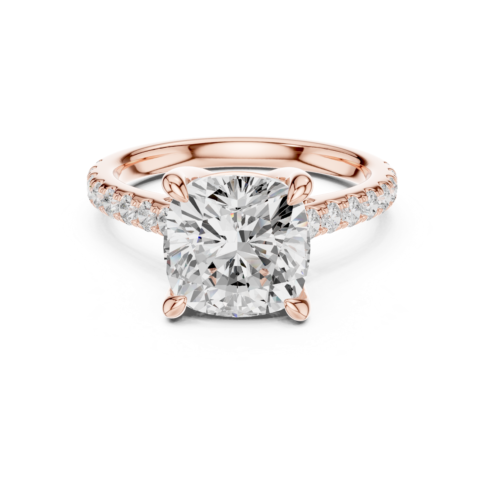 Gold Ring, Cushion center stone, Rose Gold, view 4