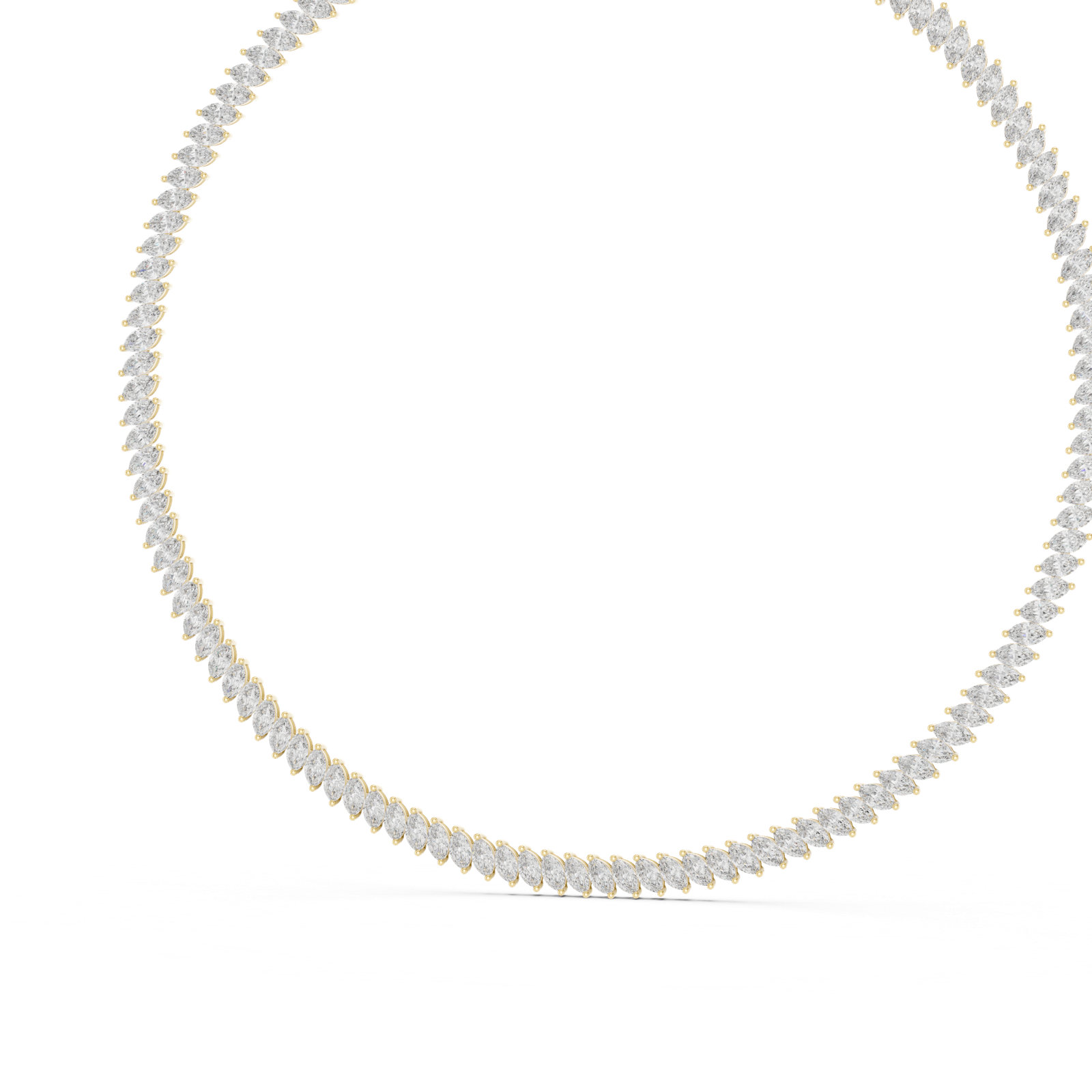 14K Solid Gold Lab Diamond Tennis Necklace, Yellow Gold, view 2