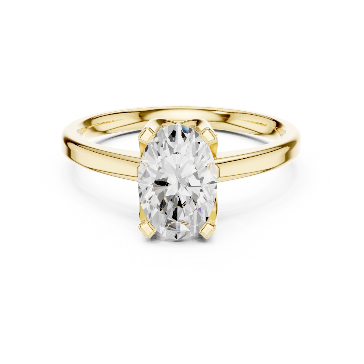 14K Solid Gold Lab Diamond Solitaire Ring, Yellow Gold