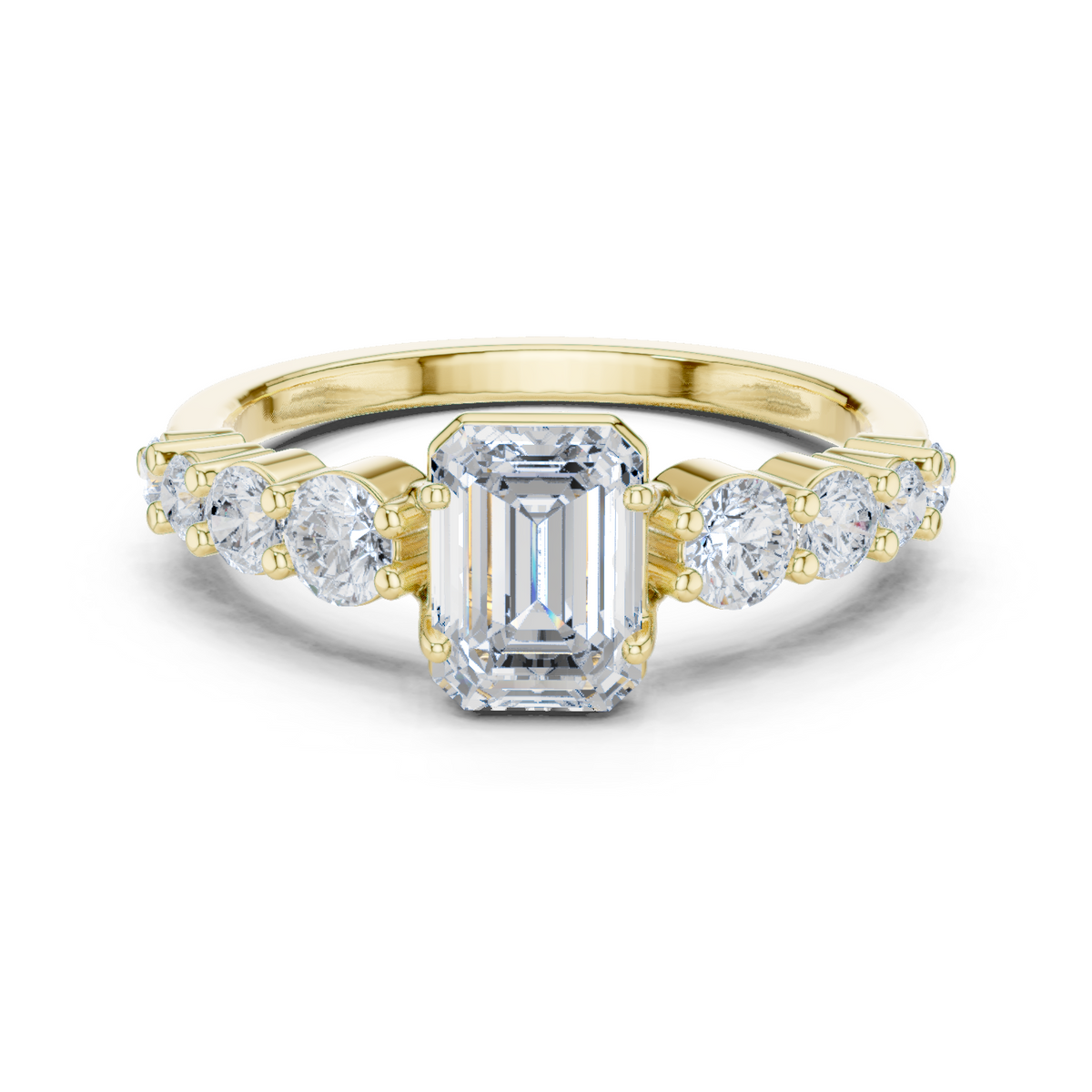 14K Solid Gold Lab Diamond Solitaire Ring, Yellow Gold