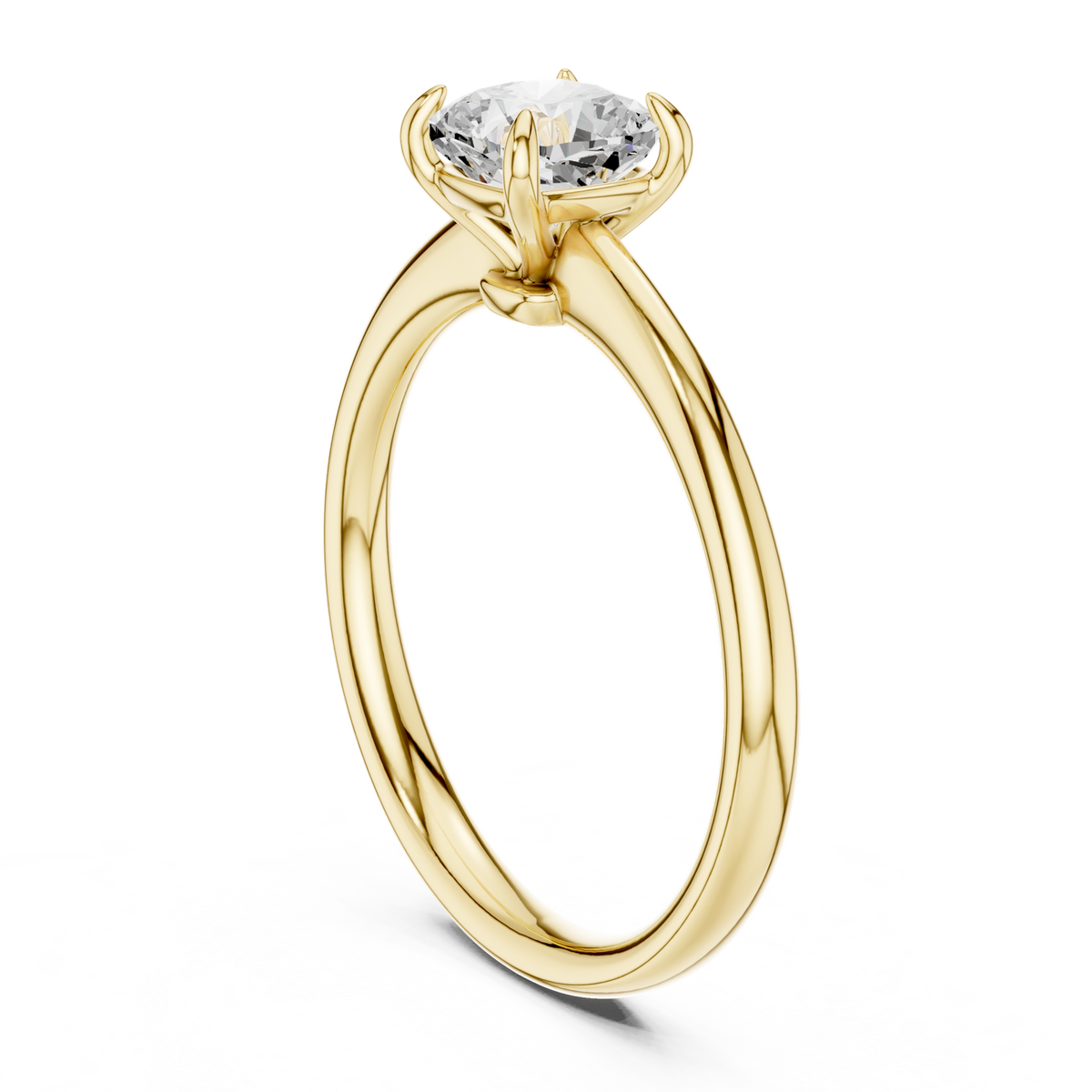 14K Solid Gold Lab Diamond Solitaire Ring, Yellow Gold, view 1