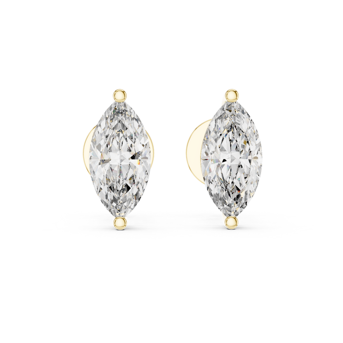 14K Solid Gold Lab Diamond Stud Earrings, Yellow Gold