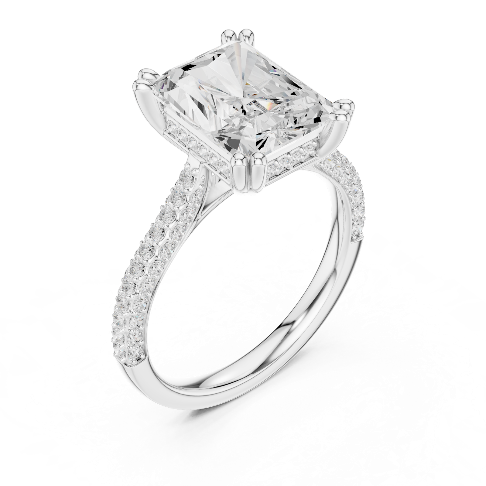 Gold Ring DDLR-260, Radiant center stone, White Gold, view 2