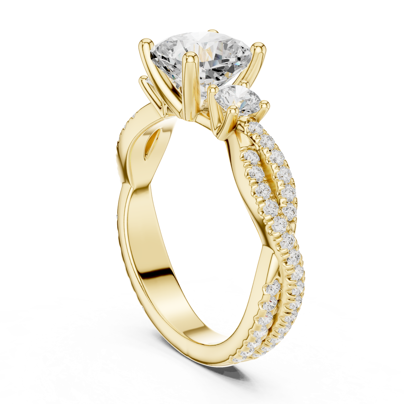 Gold Ring, Cushion center stone, Yellow Gold, view 1
