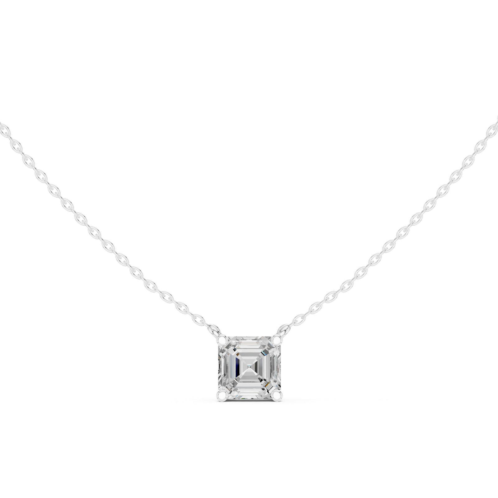 Gold Jewelry, Asscher center stone, White Gold, view 4