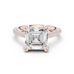 Gold Ring DDLR-260, Asscher center stone, Rose Gold