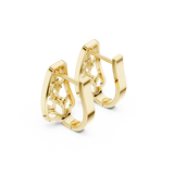 14K Solid Gold Lab Diamond Cluster Earrings, Yellow Gold, view 2