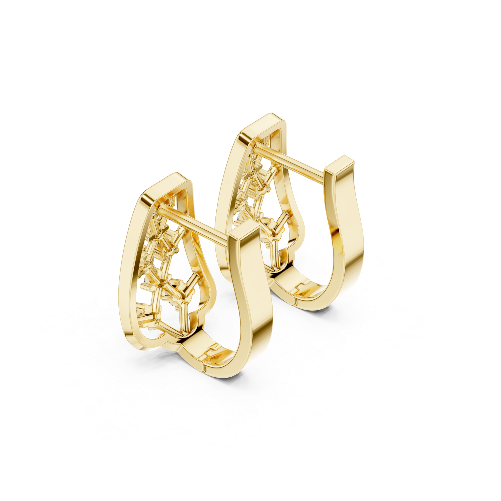 14K Solid Gold Lab Diamond Cluster Earrings, Yellow Gold, view 2