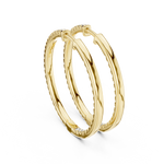 14K Solid Gold Lab Diamond Huggie Earrings, Yellow Gold, view 3