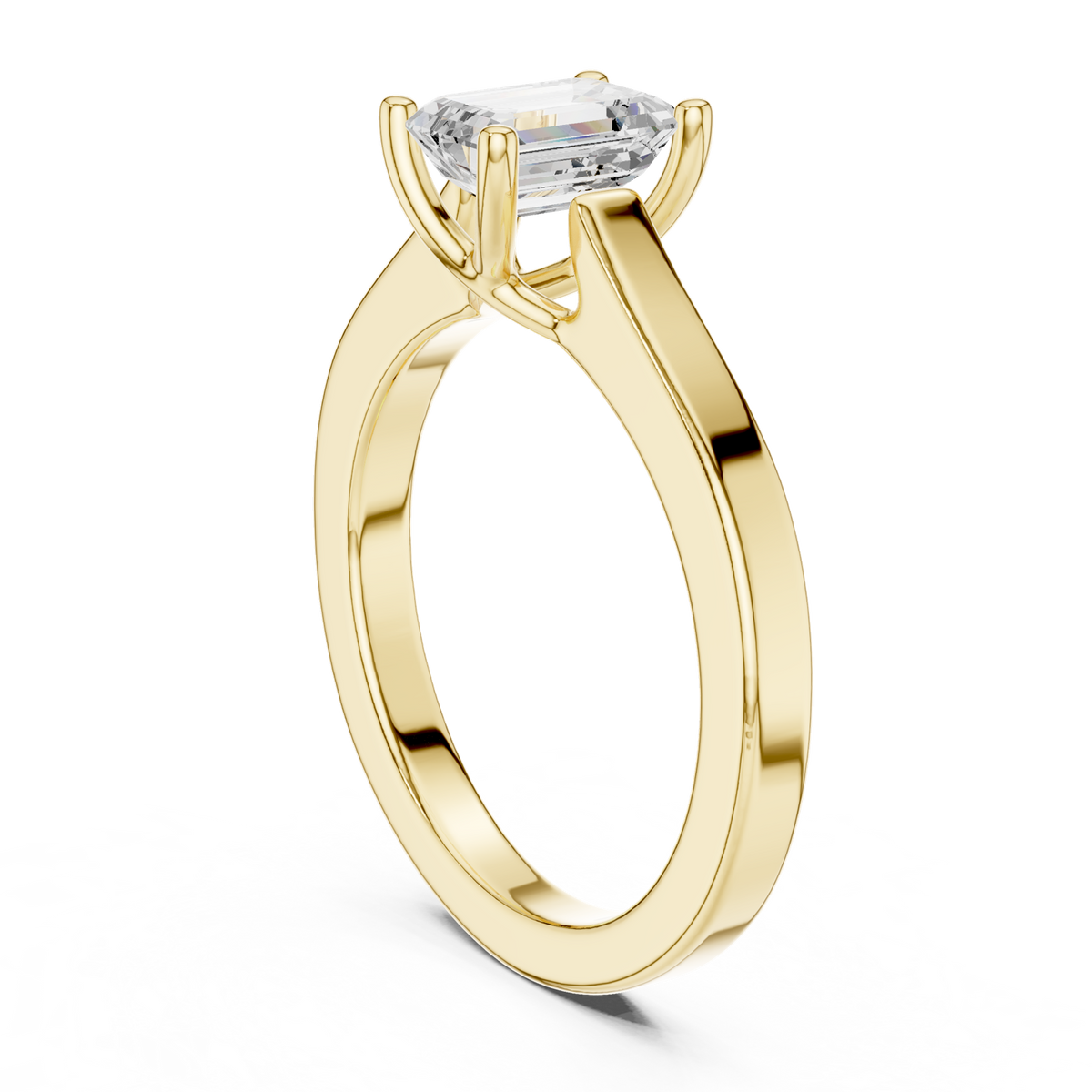 14K Solid Gold Lab Diamond Solitaire Ring, Yellow Gold, view 1