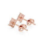 14K Solid Gold Lab Diamond Cluster Earrings, Rose Gold, view 2