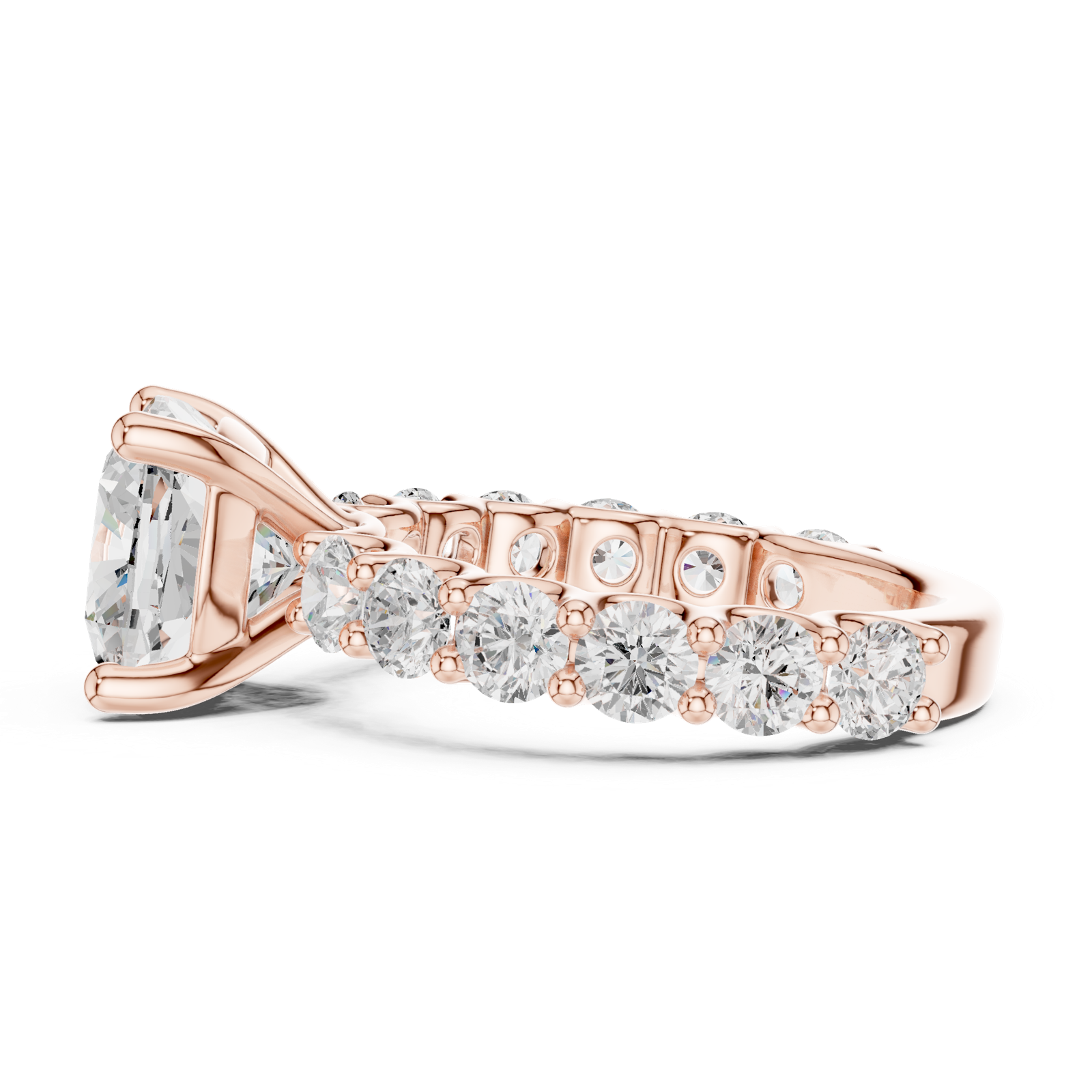 Gold Ring DDLR-087, Cushion center stone, Rose Gold, view 3