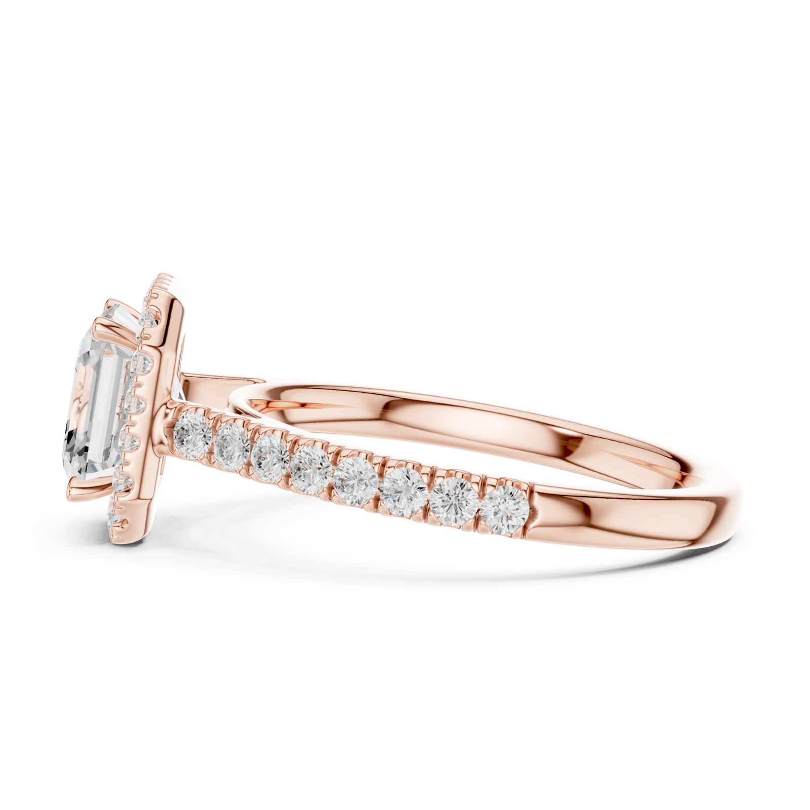 Gold Ring DDLR-118, Asscher center stone, Rose Gold, view 3