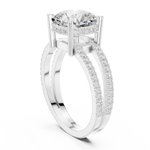 Gold Jewelry, Cushion center stone, White Gold, view 1