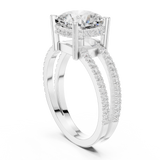 Gold Jewelry, Cushion center stone, White Gold, view 1