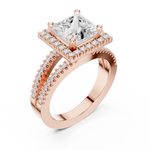 Gold Ring DDLR-350, Princess center stone, Rose Gold, view 2