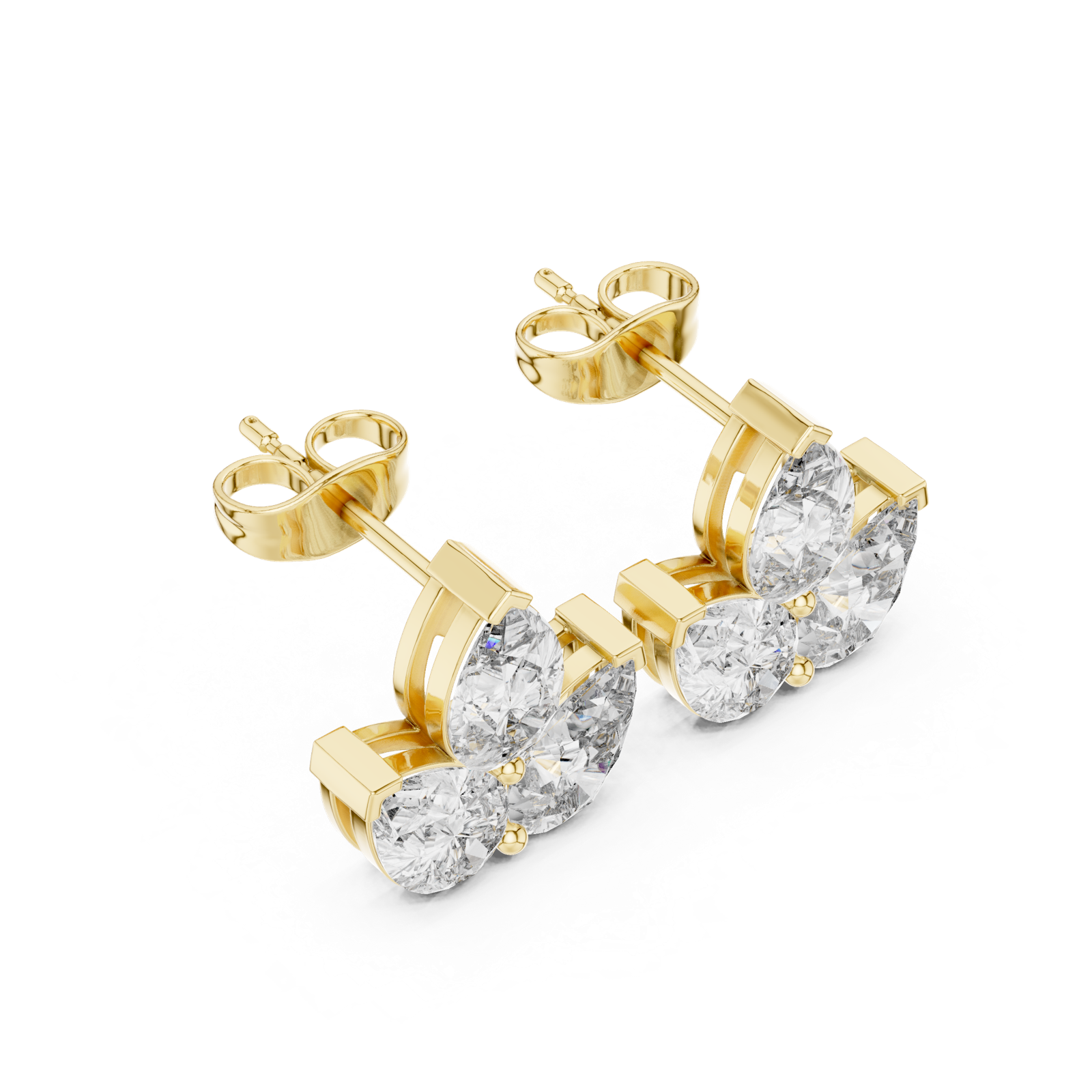 Gold Earrings AGDER-219, Yellow Gold, view 2