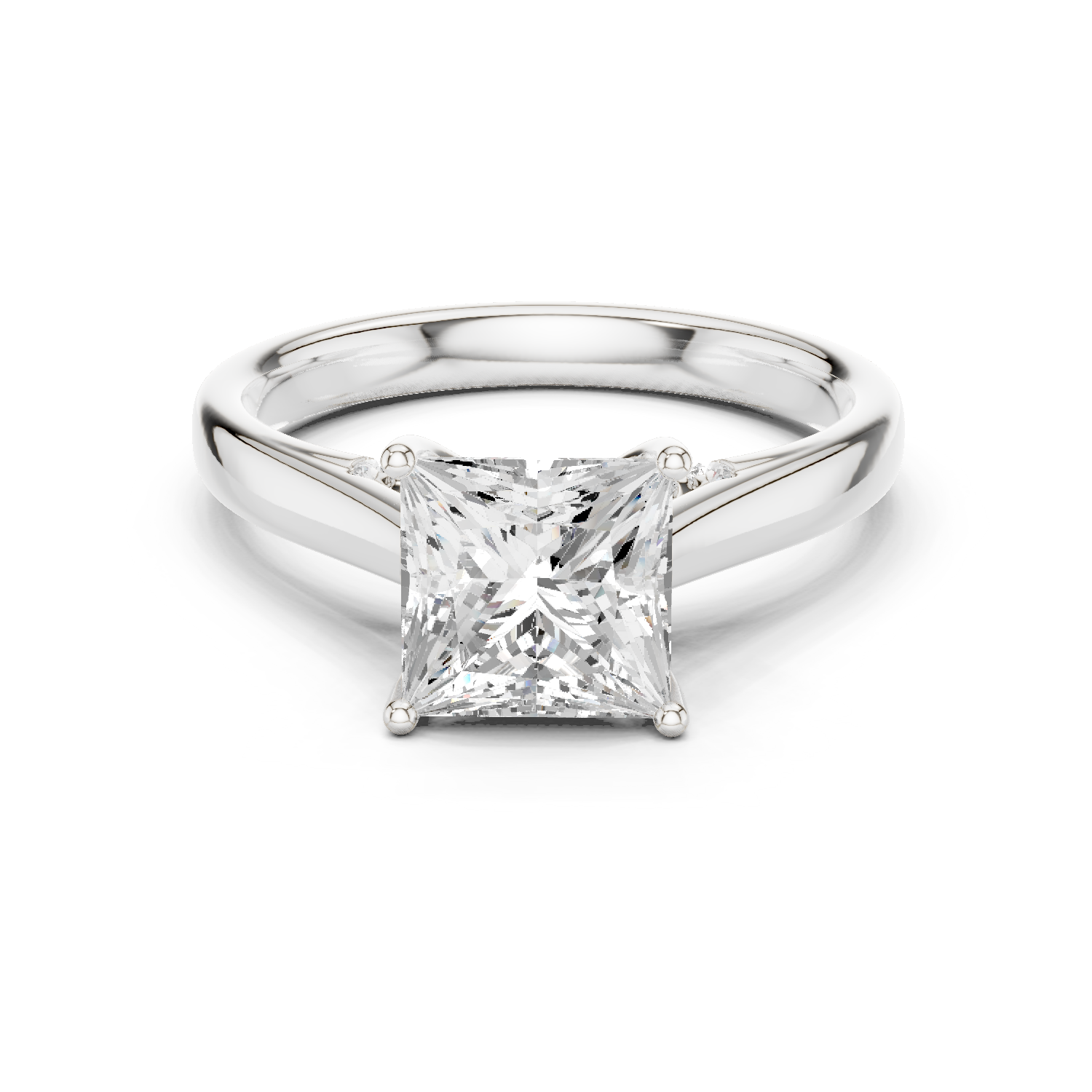 Gold Jewelry L36-18, Princess center stone, White Gold