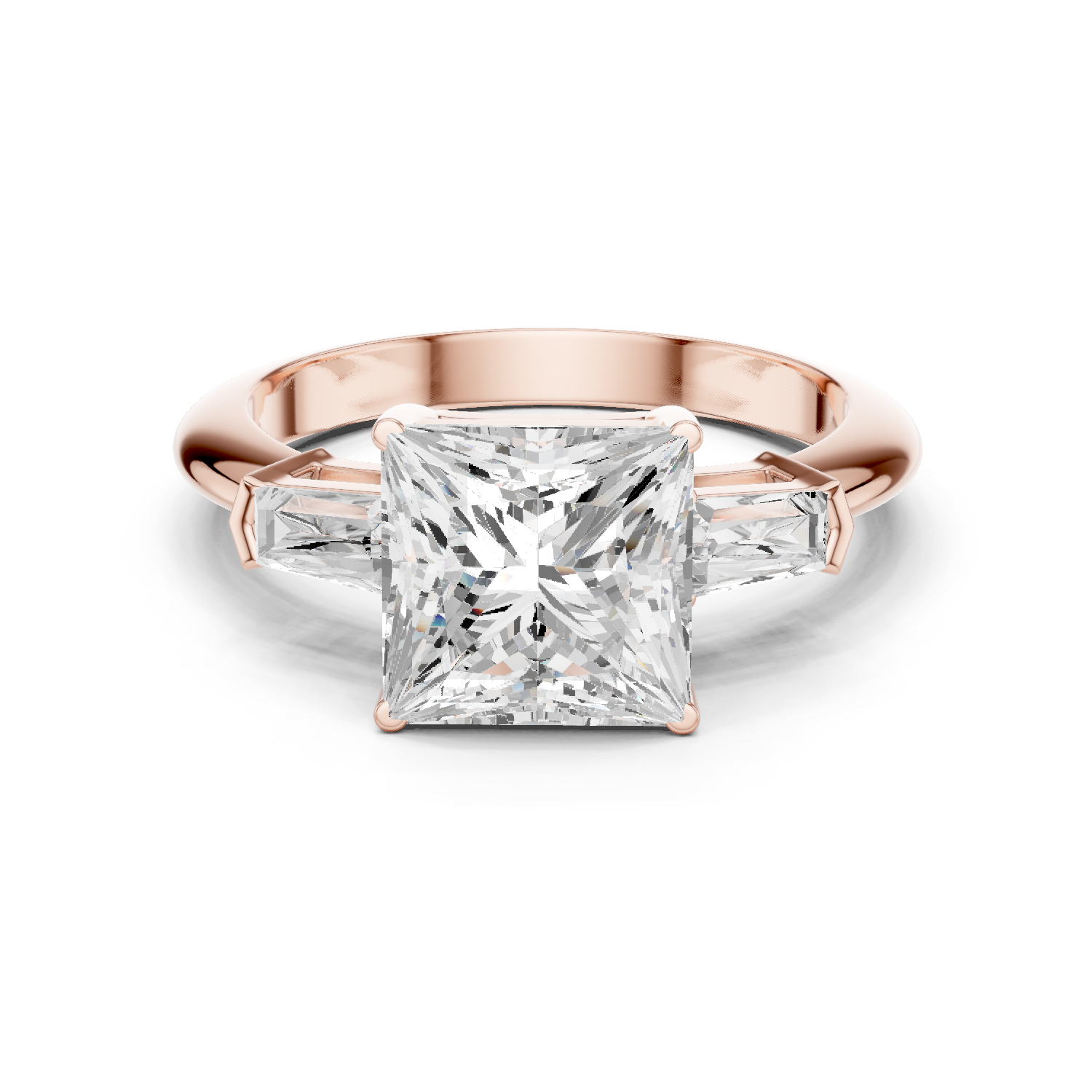 Gold Jewelry L35-67, Princess center stone, Rose Gold