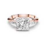 Gold Jewelry L35-67, Princess center stone, Rose Gold