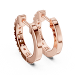 14K Solid Gold Lab Diamond Huggie Earrings, Rose Gold, view 3