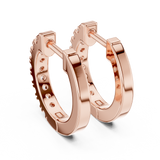 14K Solid Gold Lab Diamond Huggie Earrings, Rose Gold, view 3
