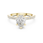 Gold Ring DDLR-040, Pear center stone, Yellow Gold, view 4