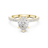 Gold Ring DDLR-040, Pear center stone, Yellow Gold, view 4
