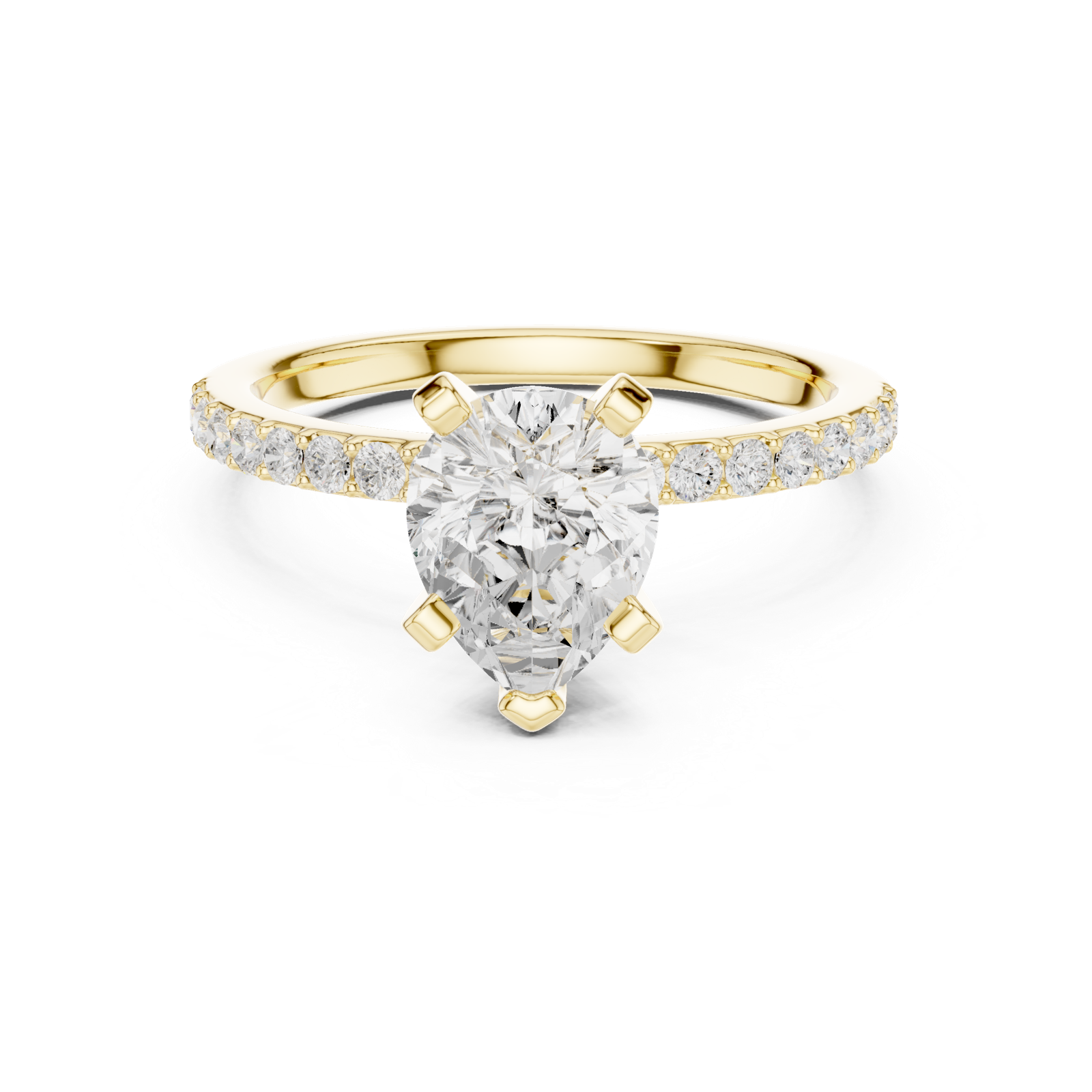 Gold Ring DDLR-040, Pear center stone, Yellow Gold, view 4