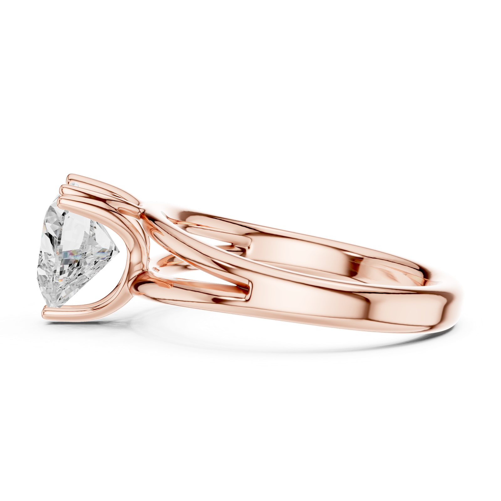 Gold Jewelry L36-7, Heart center stone, Rose Gold, view 3