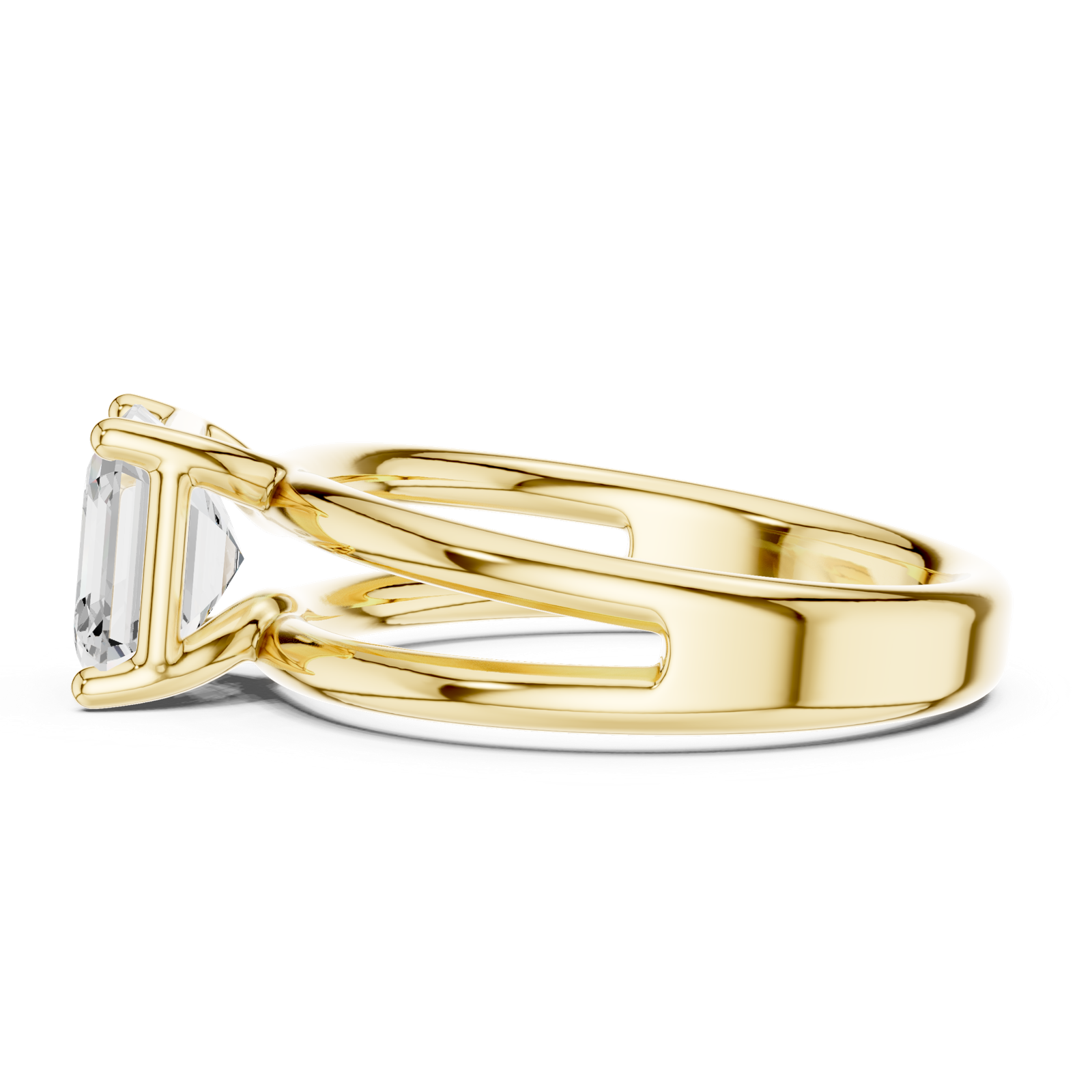 Gold Jewelry L36-9, Asscher center stone, Yellow Gold, view 3