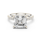 Gold Ring, Asscher center stone, White Gold