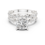 Gold Ring DDLR-301, Cushion center stone, White Gold