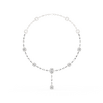 14K Solid Gold Lab Diamond Station Necklace, White Gold