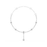 14K Solid Gold Lab Diamond Station Necklace, White Gold
