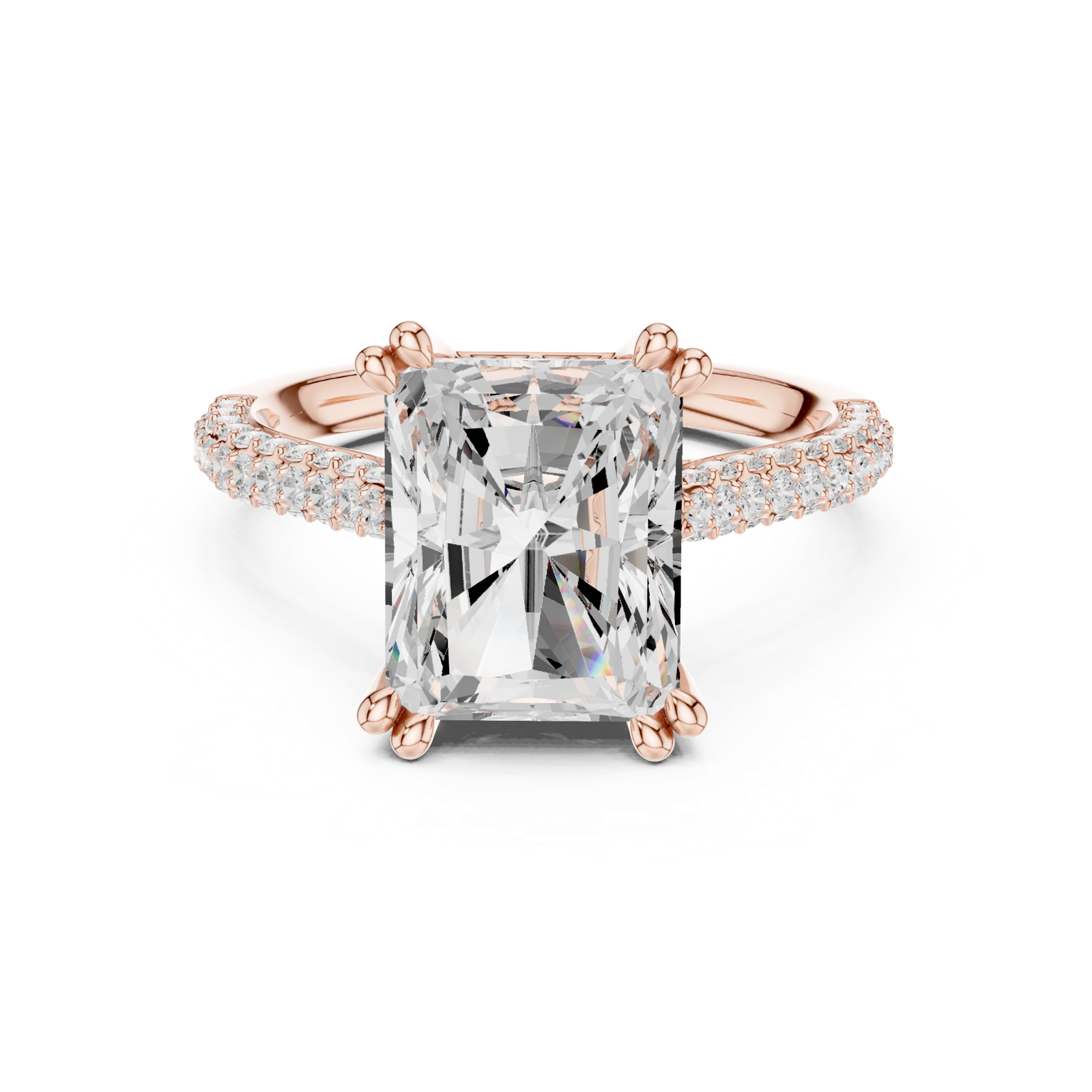 Gold Ring DDLR-260, Radiant center stone, Rose Gold, view 4