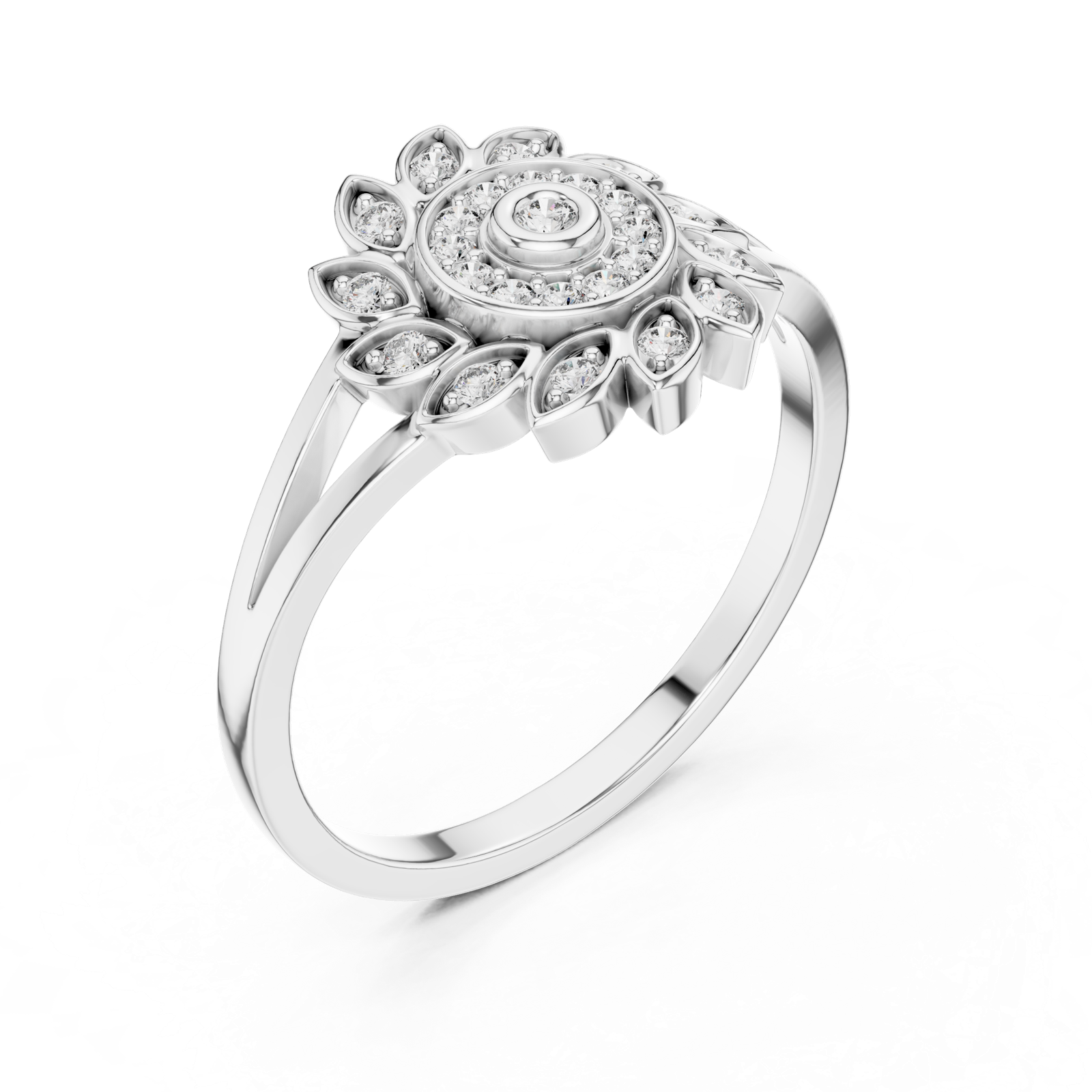 Gold Ring DR-6296, White Gold, view 2