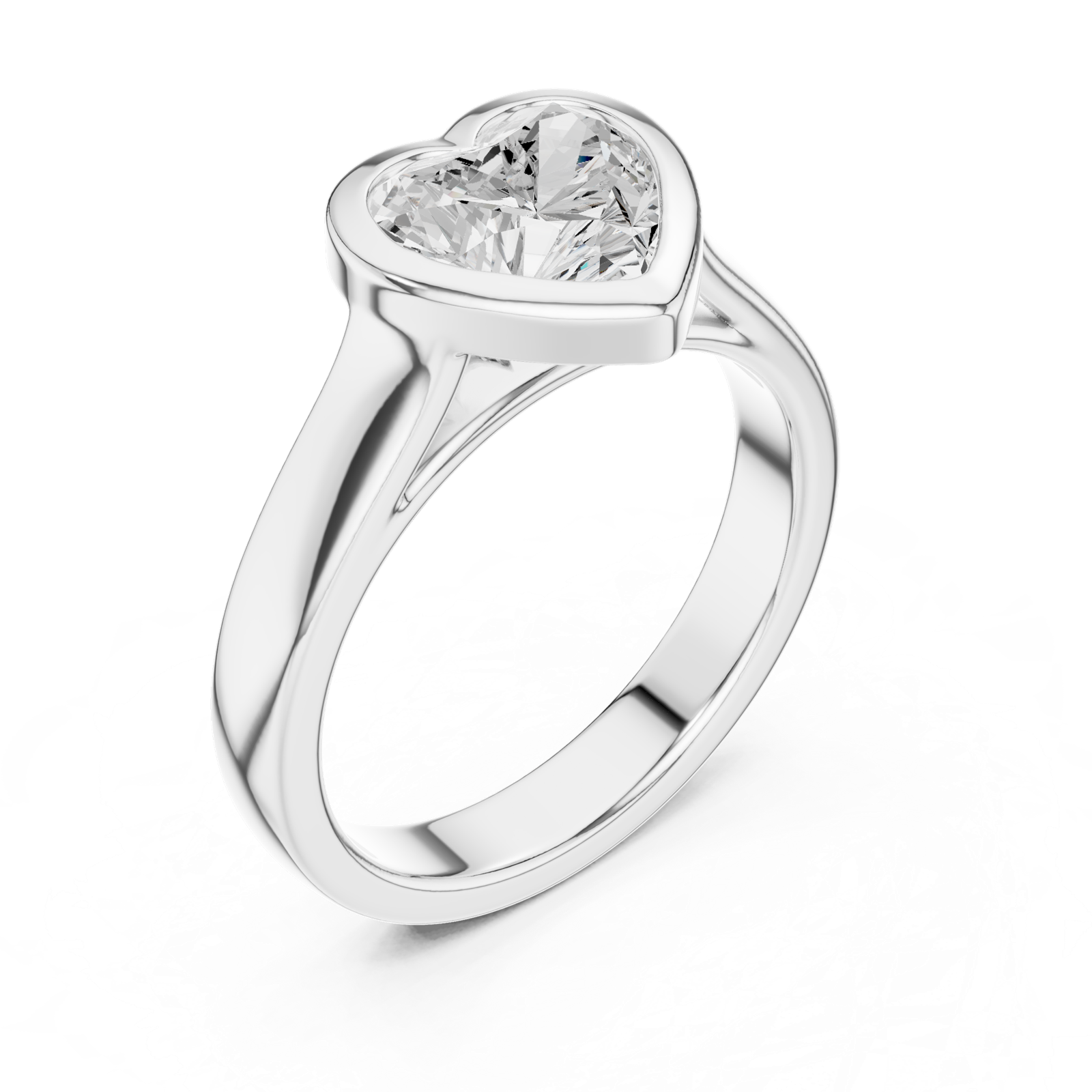 Gold Jewelry L36-3, Heart center stone, White Gold, view 2