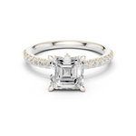 Gold Ring, Asscher center stone, White Gold