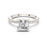 Gold Ring, Asscher center stone, White Gold