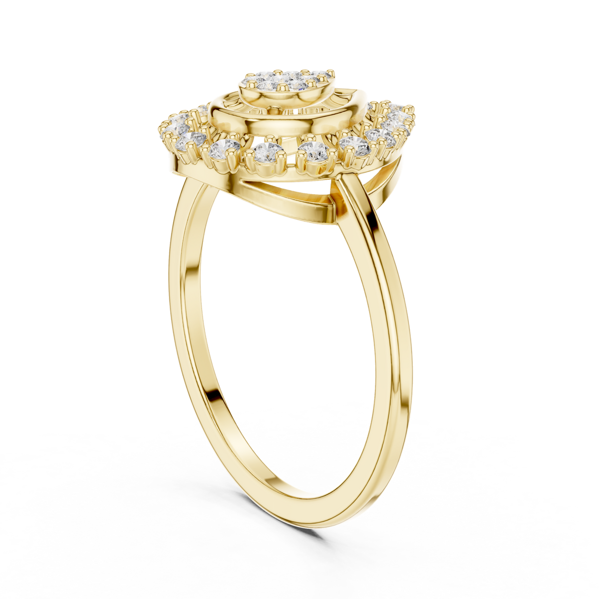 14K Solid Gold Lab Diamond Halo Ring, Yellow Gold, view 1