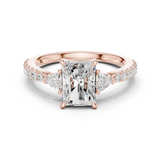 Gold Ring DDLR-037, Radiant center stone, Rose Gold