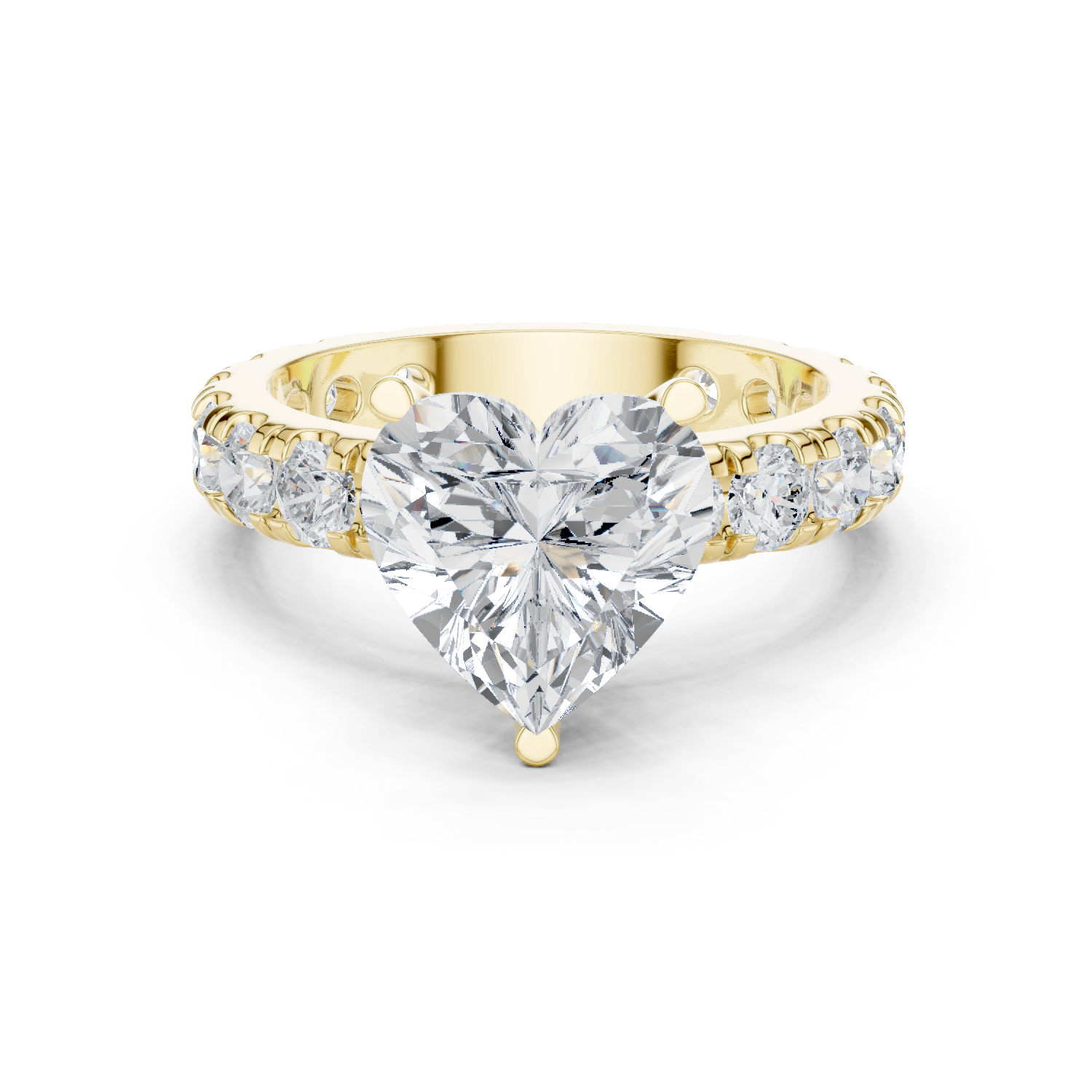 Gold Jewelry L35-63, Heart center stone, Yellow Gold
