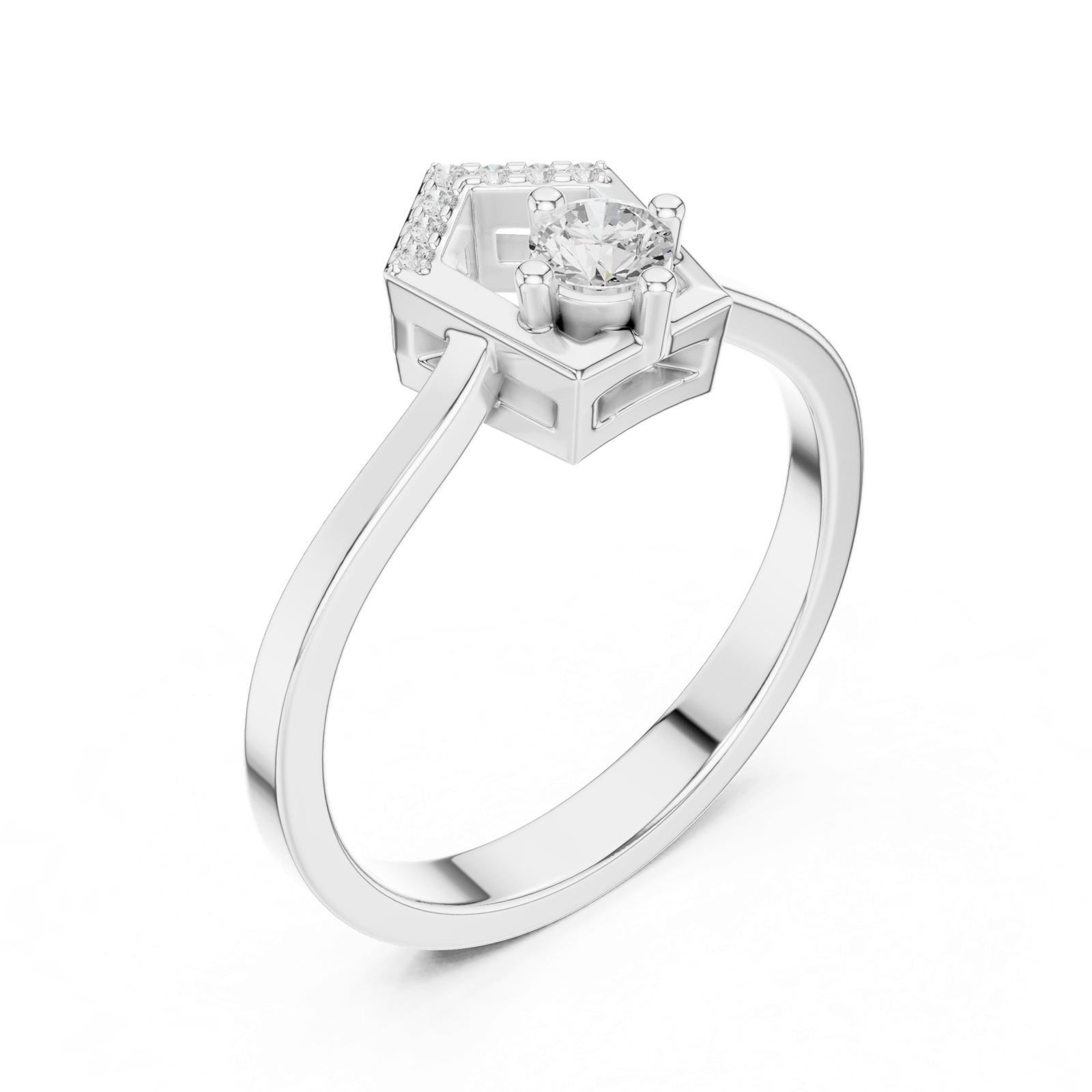 Gold Ring DDLR-842, White Gold, view 2