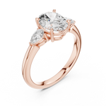 Gold Ring DDLR-035, Oval center stone, Rose Gold, view 2