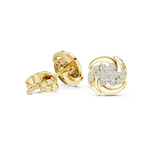 14K Solid Gold Lab Diamond Cluster Earrings, Yellow Gold, view 1
