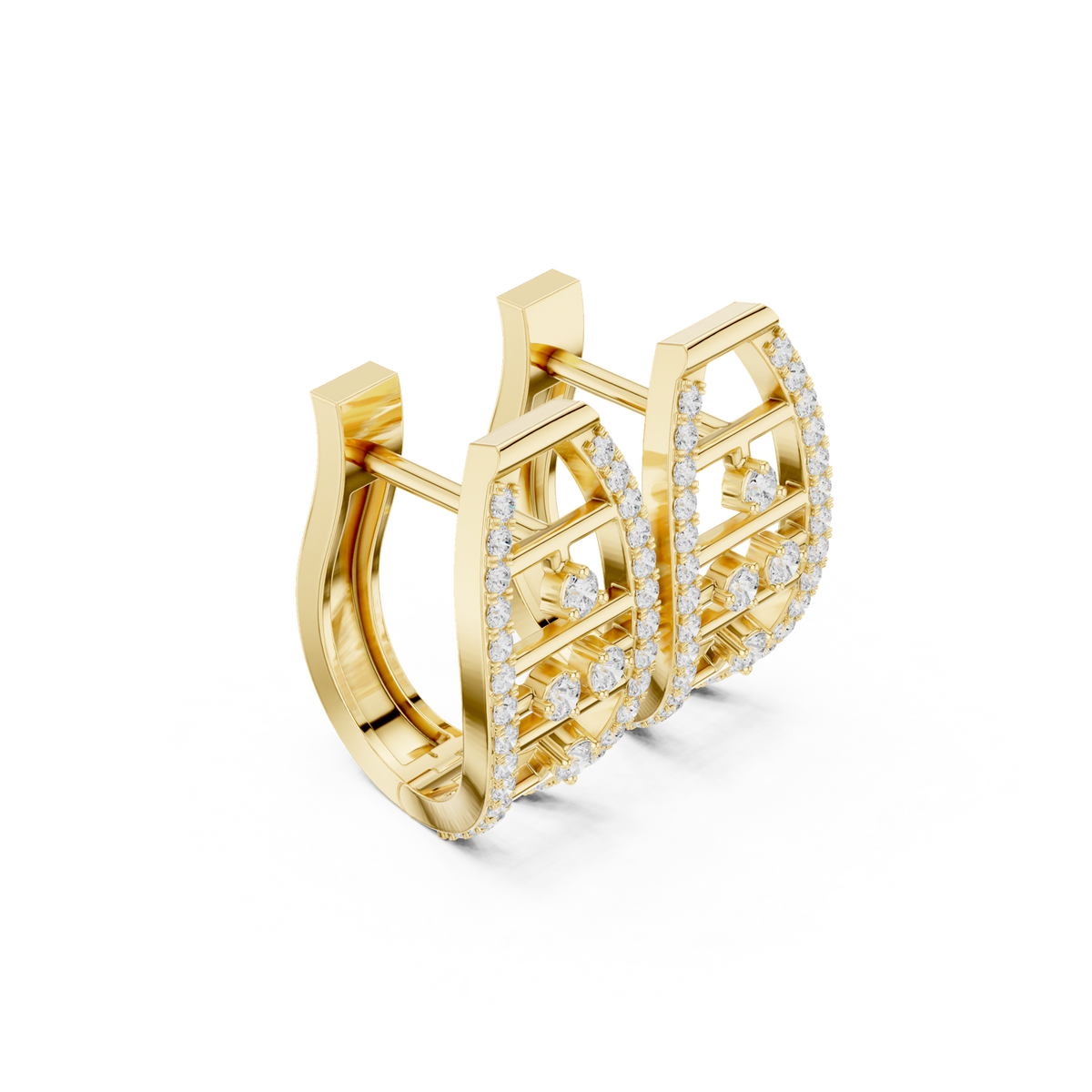 14K Solid Gold Lab Diamond Cluster Earrings, Yellow Gold, view 1