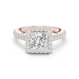Gold Ring DDLR-118, Princess center stone, Rose Gold